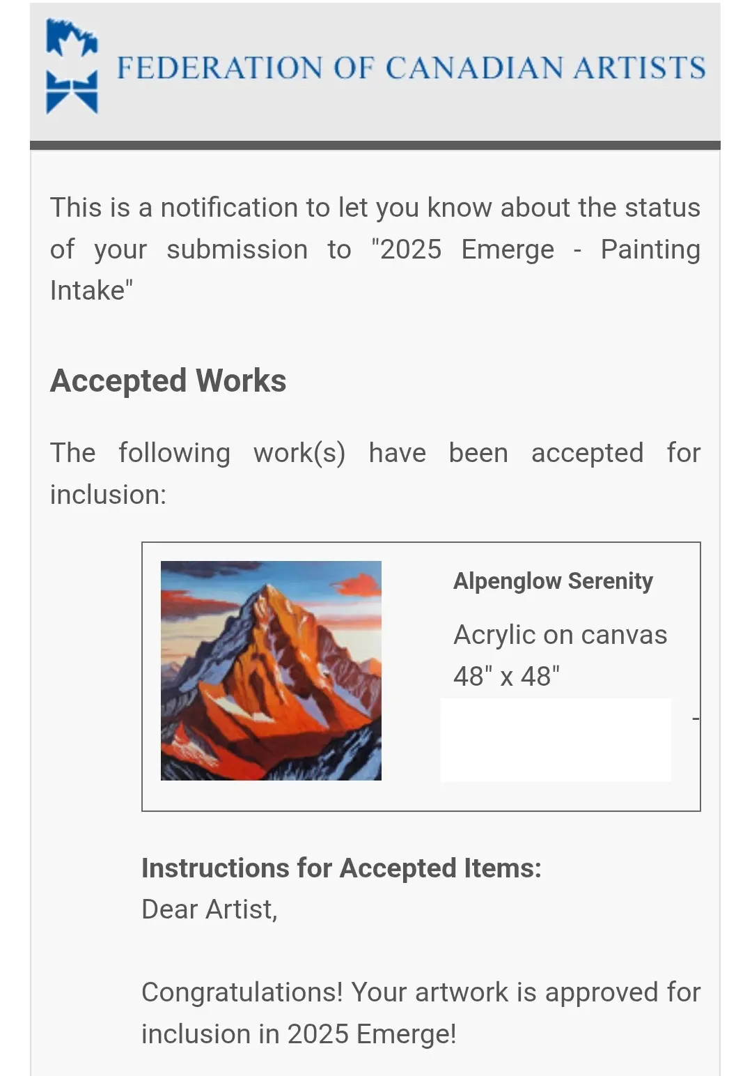 FCA 2025 Emerge Acceptance