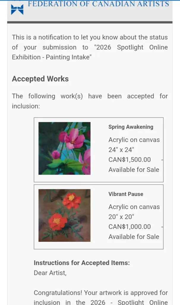 FCA 2026 Spotlight Online Exhibition Acceptance